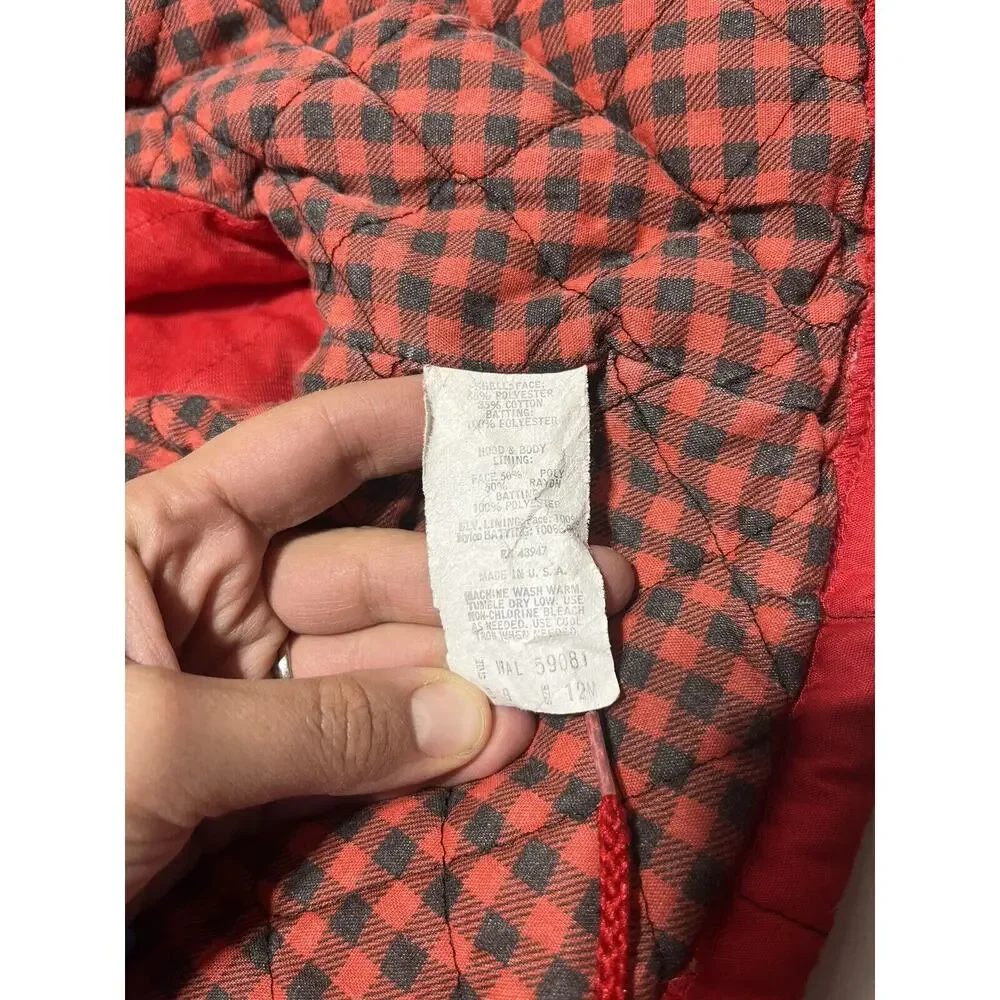 Vintage 12 Months Baby Jacket Red Kids if By Elkay Made In USA Hood